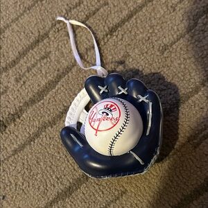 MLB Yankees Blue and White Baseball Glove Ornament